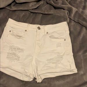 White high waist jean shorts
